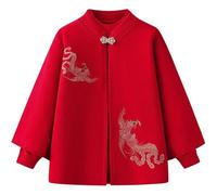 Mujeres De Mediana Edad Conjunto De Suéter De Punto De Dos Piezas Personas Mayores Cárdigan De Manga Larga Bordado, Abrigo, Suéter(Red,5XL)