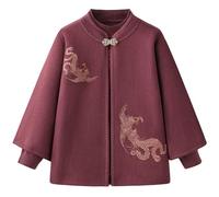 Mujeres De Mediana Edad Conjunto De Suéter De Punto De Dos Piezas Personas Mayores Cárdigan De Manga Larga Bordado, Abrigo, Suéter(Purple,XL)