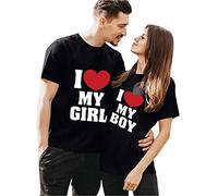 Mujeres Día de San Valentín Suave Top Camisa Letra Amor Impreso O Cuello Manga Corta Ollas Casual MoBlusa Universitaria Camisa Mujer, Negro , XXL