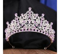 Mujeres diamantes de imitación flor tiara corona boda fiesta novia reina accesorios para el cabello plata púrpura C