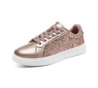 Mujeres Diamantes Imitación Glitter Sneakers Fashion Slip-On Sparkle Bling Sequin Flats Mocasines Transpirable Low Top Antideslizante Resistente al Desgaste Zapatos Plataforma Soporte para el Arco(Ros