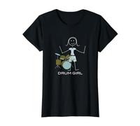 Mujeres Divertidas Bateristas, Chicas músicas Bateristas Camiseta gráfica económica, Mujer, Negro, S