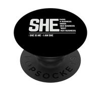 Mujeres emprendedoras motivacionales diciendo que es dueña construye mentes PopSockets PopGrip Adhesivo