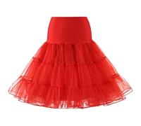 Mujeres Enaguas Falda Vestido Midi Cancan 50s Retro Rockabilly Enaguas Miriñaques Faldas 1950 Retro Rockabilly Falda tutú Enagua Underskirt Vintage A-Line Crinoline Half Slips(Rojo,54)
