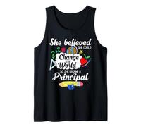 Mujeres Escuela Principal Liderazgo Motivación Educadora Camiseta sin Mangas