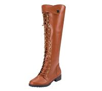 Mujeres Europa Estados Unidos Invierno Botas de mujer Comercio exterior Botas grandes Botas con cordones por encima de la rodilla, amarillo, 42 EU