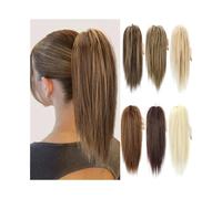 Mujeres Extensión de cabello sintético for cola caballo, corta y recta, 14 pulgadas, con pinzas, for mujer Uso diario(613)