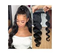Mujeres Extensión de cola caballo cabello humano brasileño 8 a 26 pulgadas largo con ondas corporales for mujer Uso diario(26inches)