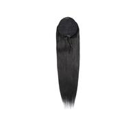 Mujeres Extensión de cola caballo cabello humano con cordón, 100% Remy, brasileño largo y liso #1B Uso diario(24inches)