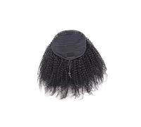Mujeres Extensión de cola caballo cabello humano rizado con cordón, natural, brasileña Uso diario(20inches)