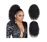 Mujeres Extensión de cola caballo con cordón 14 pulgadas, sintética, afro, rizada, color natural for mujeres Uso diario