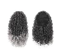Mujeres Extensión de cola caballo for mujer, corta, suelta, rizada, con clip, postizo rubia, esponjosa y Uso diario(T1B-GRAY)