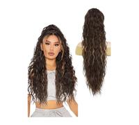Mujeres Extensión de cola caballo larga ondulada con agua, sintética clip, extensión cabello falso, onda rizada Uso diario(10H26)