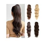 Mujeres Extensión de cola caballo larga, ondulada y rizada, 45 cm, sintética, con pinzas for el pelo Uso diario(4/30)