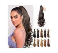 Mujeres Extensión de cola caballo larga, ondulada y rizada for mujeres negras, 20 pulgadas, con pinza sintética Uso diario(27)