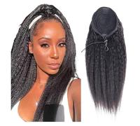 Mujeres Extensión de cola caballo recta y rizada cabello humano brasileño con cordón ajustable for mujer Uso diario(14inches)