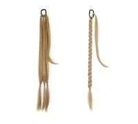 Mujeres Extensión de cola caballo trenzada sintética 34'' largo, hecha a mano, con trenza envolvente y lazo elástico Uso diario(27-613)