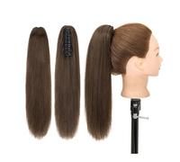 Mujeres Extensión de cola de caballo con clip de garra, cabello humano Remy indio, postizo de cola de caballo, extensiones de cabello de cola de caballo rectas y sedosas de 14-22 pulgadas de largo for