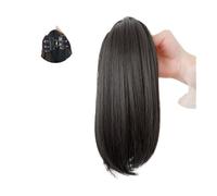 Mujeres Extensión de cola de caballo corta de 12 pulgadas, pinza de pelo liso, postizo de mandíbula sintética, extensión de cola de caballo de fibra sintética respetuosa con el calor for mujeres y niñ