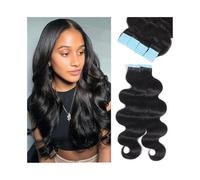 Mujeres Extensiones de cabello con cinta ondulada for mujeres negras, 20 unidades, invisible doble cara en extensiones, humano real, rizada Extensiones de pelo(18 inches)