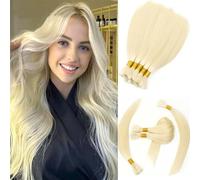 Mujeres Extensiones de cabello humano liso a granel for trenzar, rubio n.° 60, sin trama, Remy, 100 g Extensiones para trenzas(28 Inch)