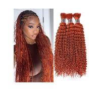 Mujeres Extensiones de cabello humano Remy brasileño de onda profunda n.° 350 color jengibre, sin trama, for trenzar Extensiones para trenzas(12inches)