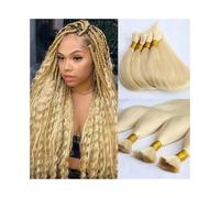 Mujeres Extensiones de cabello humano rubio #613 a granel for trenzar, sin trama, sedoso y liso, Remy Extensiones para trenzas(16 16 16 inches)