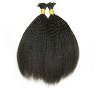 Mujeres Extensiones de cabello humano trenzado a granel, liso y rizado, sin trama, estilo bohemio, Remy Extensiones para trenzas(18 18 inches)