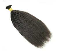 Mujeres Extensiones de cabello humano trenzado a granel, liso y rizado, sin trama, estilo bohemio, Remy Extensiones para trenzas(16inches)