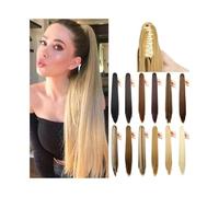 Mujeres Extensiones de cabello sintético con cola caballo 24 pulgadas largo y recta pinza for mujer Uso diario(12)