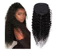 Mujeres Extensiones de cola caballo con cordón, rizadas y profundas, cabello humano brasileño, clip Uso diario(20inches)