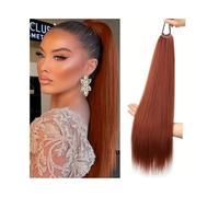 Mujeres Extensiones de cola caballo largas y rectas, 61 cm, banda elástica natural suave, coleta sintética for mujer Uso diario(350)