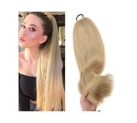 Mujeres Extensiones de cola caballo largas y rectas con banda elástica, postizos sintéticos for Uso diario(24,32inches)