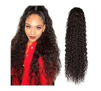 Mujeres Extensiones de cola de caballo Afro ondulada con agua de 22 pulgadas, postizo for mujer, extensiones de cola de caballo rizadas falsas, peluca larga con cola de caballo con cordón sintético Us