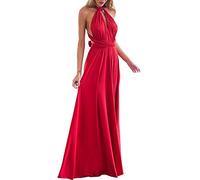 Mujeres Falda Larga de Cóctel Vestido de Noche Dama de Honor Elegante Sin Respaldo Casual Sexy Cuello en V Ropa de Fiesta Verano Sin Mangas, Rojo