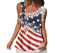 Mujeres Fit Fit Flare Camisas Estampado Casual Sin Mangas Encaje Tank Fahion Cola de Mujer Túnica Cómoda Linda Blusa de Verano, azul oscuro, XL