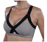 Mujeres Fitness Hermosa Sexy Sexy Yoga Bra Back Plug Teléfono Móvil Bolsa Yoga Sujetador Deportivo, gris, L