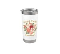 Mujeres Floral Adiós Tensión Hola Pensión! Jubilado Jubilado Vaso térmico de acero inoxidable de doble pared