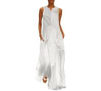 Mujeres Flores Elegantes V Vestido de Verano Vestidos Sin Mangas Cuello en v Elegante Vestidos Casual de Sin Manga Orquídea Blanca Verano Chaleco Vestido de Playa 5XL