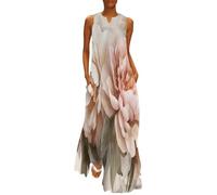 Mujeres Flores en Acuarela V Vestido de Verano Vestidos Sin Mangas Cuello en v Elegante Vestidos Casual de Sin Manga Peonía Elegante Verano Chaleco Vestido de Playa L