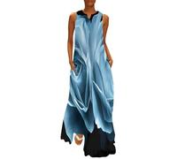 Mujeres Flores V Vestido de Verano Vestidos Sin Mangas Cuello en v Elegante Vestidos Casual de Sin Manga Rosa Azul Verano Chaleco Vestido de Playa 5XL