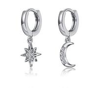 Mujeres geométricas colgan pendientes aretes asimétricos estrella y luna femenina 925 joyas