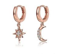 Mujeres geométricas colgan pendientes aretes asimétricos estrella y luna femenina 925 joyas