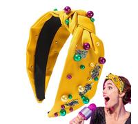 Mujeres grandes para mujeres, estilo Martes Gras, Banca anudada decorada con perlas y joyas, accesorio elegante para niñas y mujeres, ideal para carnaval, fiestas temáticas y celebraciones