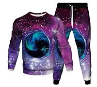 Mujeres Hombres Chándal Set Galaxia Planetas Universo 3D Impreso Sudadera Y Pantalones de Chándal Sudadera Casual Cordón 2 Piezas Set