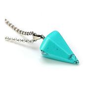 Mujeres Hombres Collar de cadena Colgante Gema natural Piedra de cuarzo Punto hexagonal Columna de péndulo Joyas de chakra-Pino verde