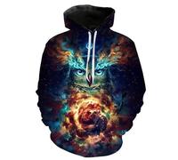 Mujeres Hombres Sudaderas con Capucha Caza del Búho Wildlife Impresión 3D Sudadera con Capucha Casual Holgado Cordón Pullover con Bolsillo