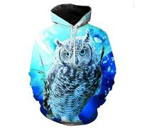 Mujeres Hombres Sudaderas con Capucha Caza del Búho Wildlife Impresión 3D Sudadera con Capucha Casual Holgado Cordón Pullover con Bolsillo