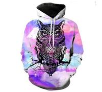 Mujeres Hombres Sudaderas con Capucha Caza del Búho Wildlife Impresión 3D Sudadera con Capucha Casual Holgado Cordón Pullover con Bolsillo