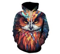 Mujeres Hombres Sudaderas con Capucha Caza del Búho Wildlife Impresión 3D Sudadera con Capucha Casual Holgado Cordón Pullover con Bolsillo